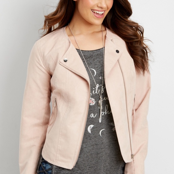 NWOT MAURICES FAUX SUEDE MOTO JACKET WITH PERFORATIONS | size: M - Picture 1 of 7